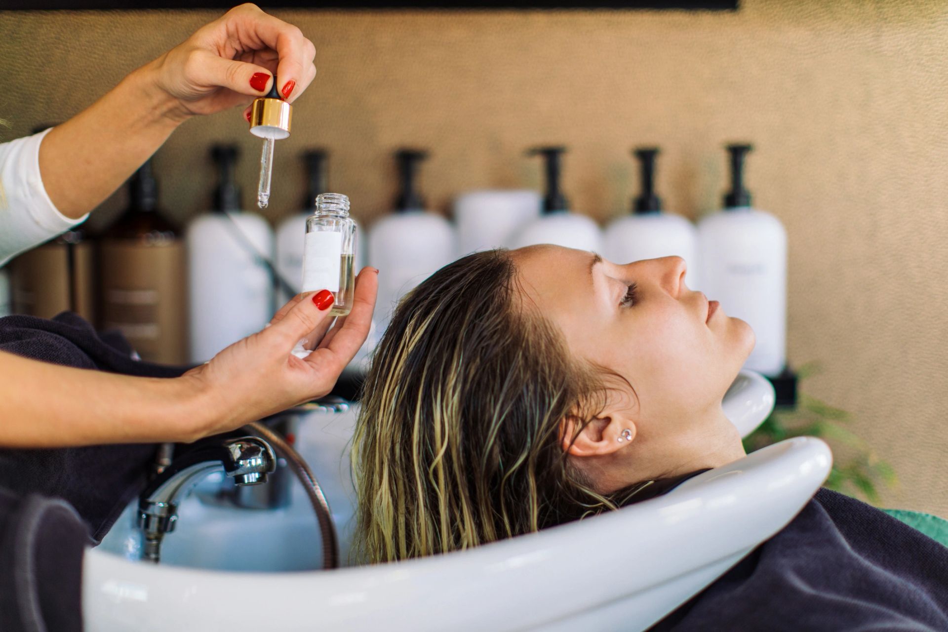 A client receiving a treatment